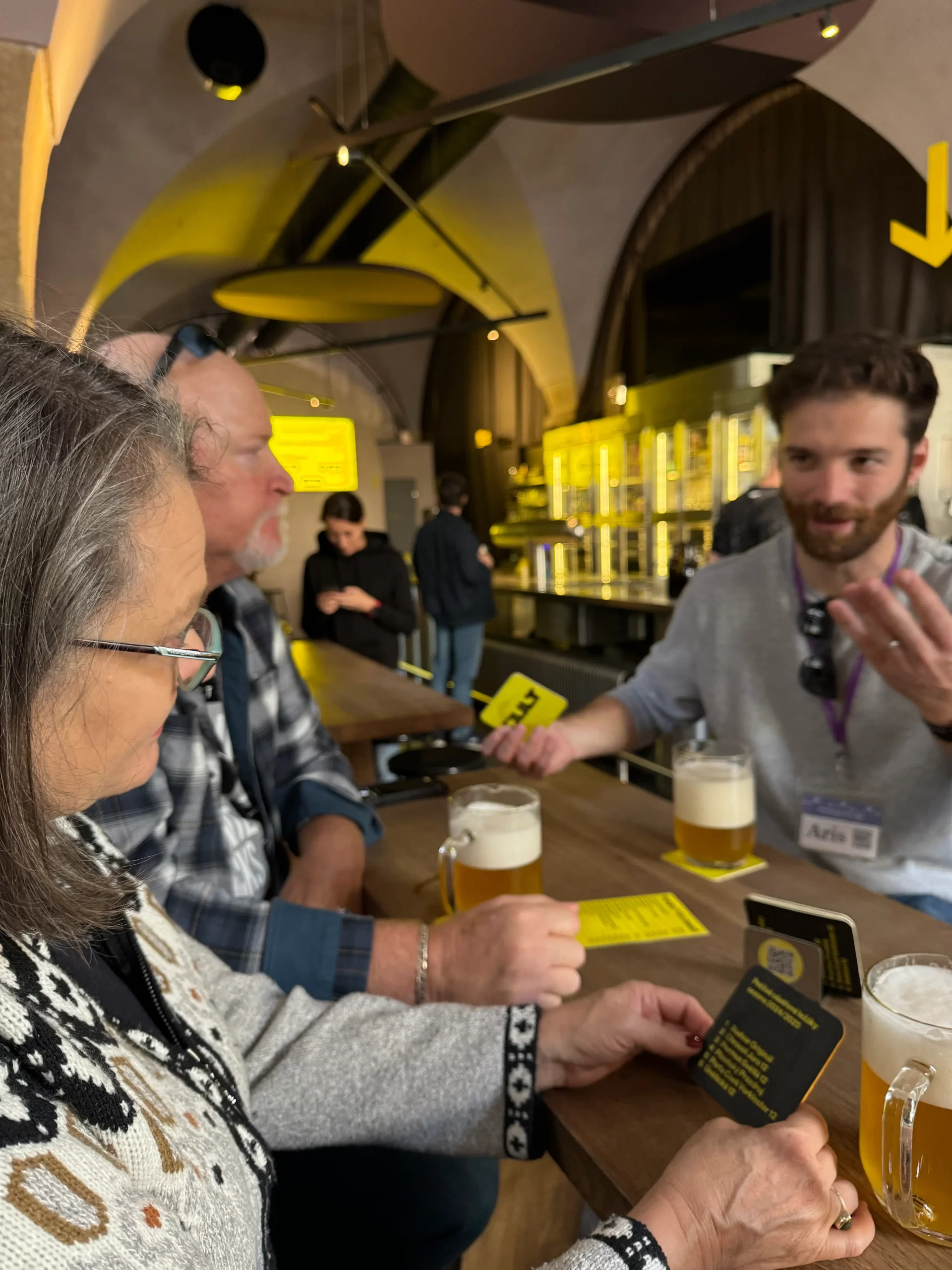 Photo of tour enjoying Prague beers