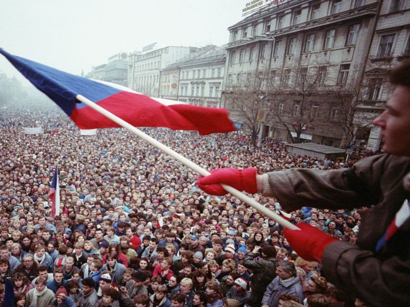 Velvet Revolution in Wenceslas Square